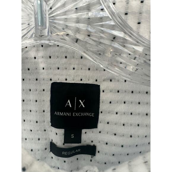 Armani‎ Exchange Men's Button Up Shirt Black White Polka Dot Short Sleeve Small - Picture 2 of 12